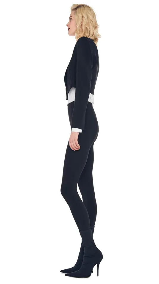 Norma Kamali Wardrobe LEGGING W FOOTIE WO WAISTBAND With CROPPED SINGLE BREASTED JACKET 8211 Clothing Norma Kamali Wardrobe LEGGING W FOOTIE WO WAISTBAND With CROPPED SINGLE BREASTED JACKET 8211 Clothing