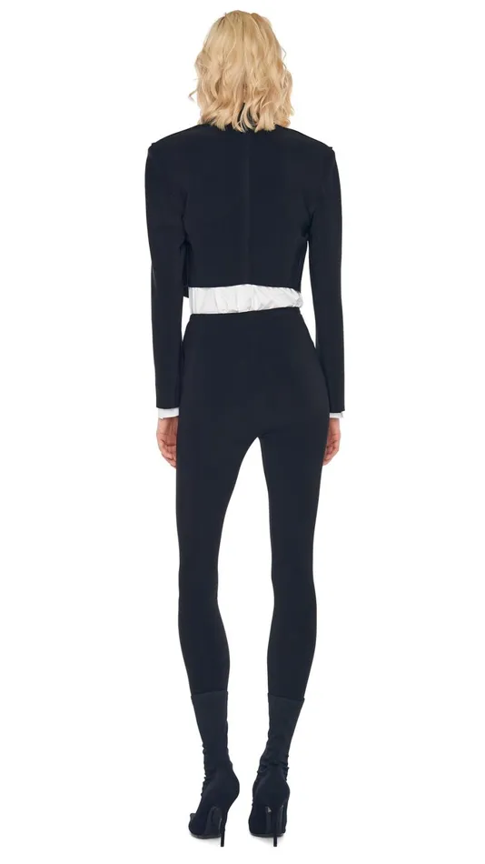Norma Kamali Wardrobe LEGGING W FOOTIE WO WAISTBAND With CROPPED SINGLE BREASTED JACKET 8211 Clothing Norma Kamali Wardrobe LEGGING W FOOTIE WO WAISTBAND With CROPPED SINGLE BREASTED JACKET 8211 Clothing