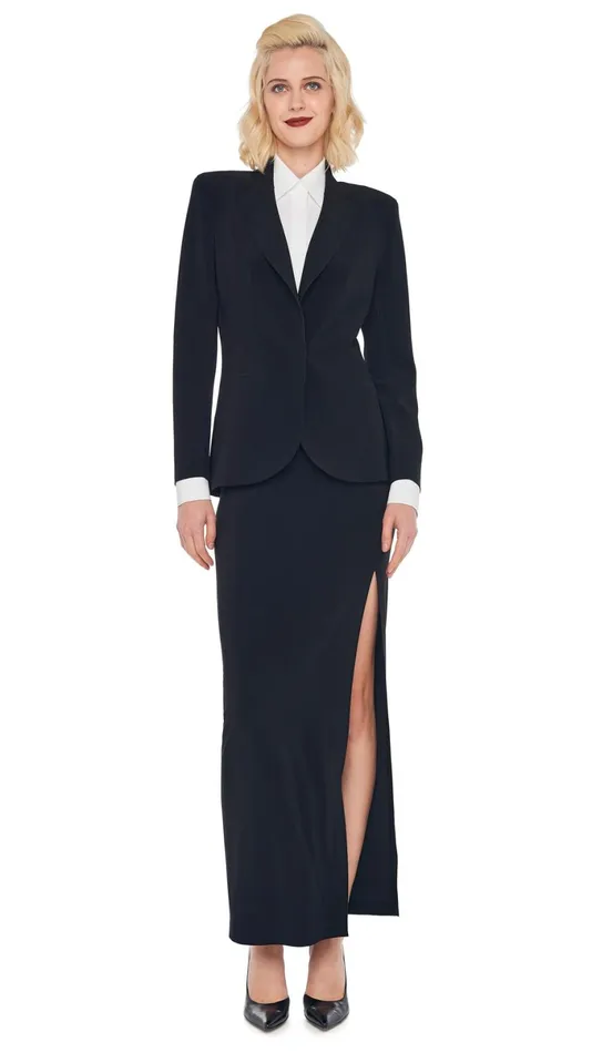 Norma Kamali Wardrobe SIDE SLIT LONG SKIRT With CLASSIC SINGLE BREASTED JACKET 8211 Clothing Norma Kamali Wardrobe SIDE SLIT LONG SKIRT With CLASSIC SINGLE BREASTED JACKET 8211 Clothing