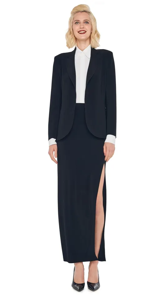 Norma Kamali Wardrobe SIDE SLIT LONG SKIRT With CLASSIC SINGLE BREASTED JACKET 8211 Clothing Norma Kamali Wardrobe SIDE SLIT LONG SKIRT With CLASSIC SINGLE BREASTED JACKET 8211 Clothing