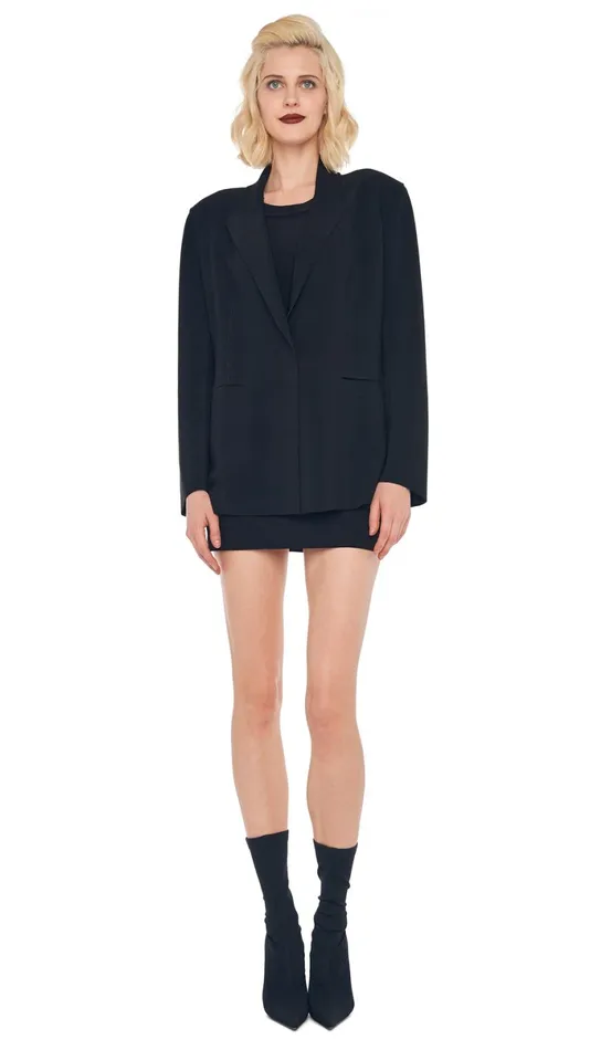Norma Kamali Wardrobe SLEEVELESS PICKLEBALL MINI DRESS With EASY FIT SINGLE BREASTED JACKET 8211 Clothing Norma Kamali Wardrobe SLEEVELESS PICKLEBALL MINI DRESS With EASY FIT SINGLE BREASTED JACKET 8211 Clothing