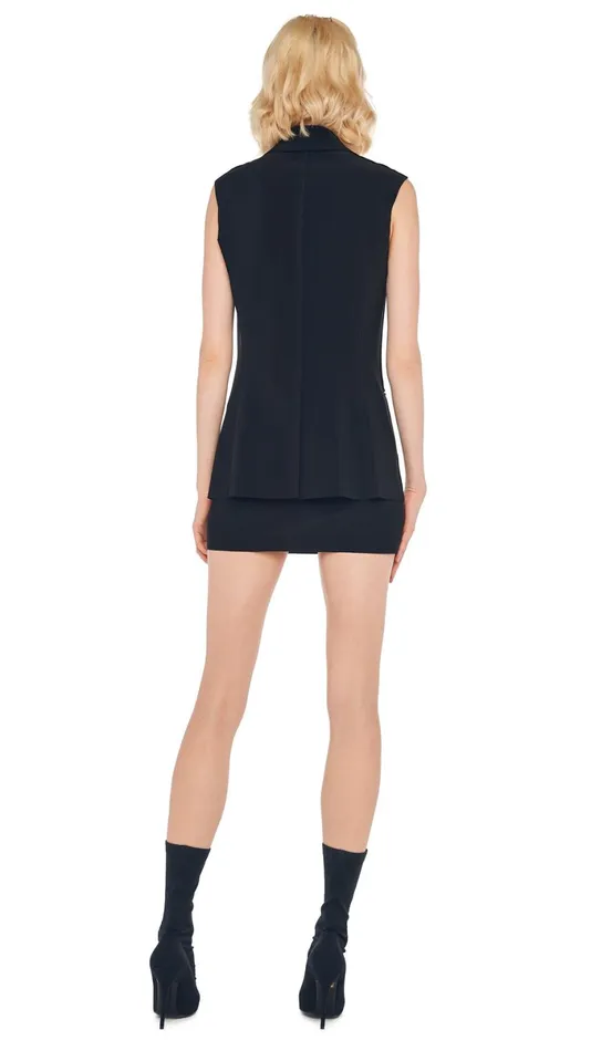 Norma Kamali Wardrobe STRAPLESS PICKLEBALL MINI DRESS With SLEEVELESS SINGLE BREASTED JACKET 8211 Clothing