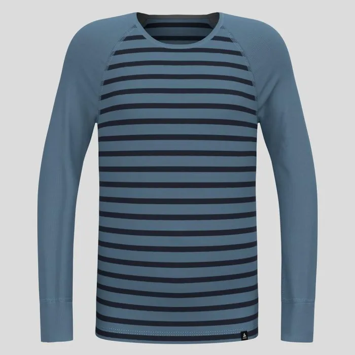Odlo Base Layers The Active Warm 039 Stripes Base Layer Top Provincial Blue 8211 Dark Sapphire 8211 Kids