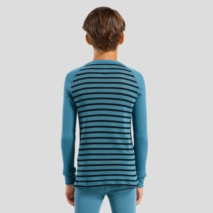 Odlo Base Layers The Active Warm 039 Stripes Base Layer Top Provincial Blue 8211 Dark Sapphire 8211 Kids