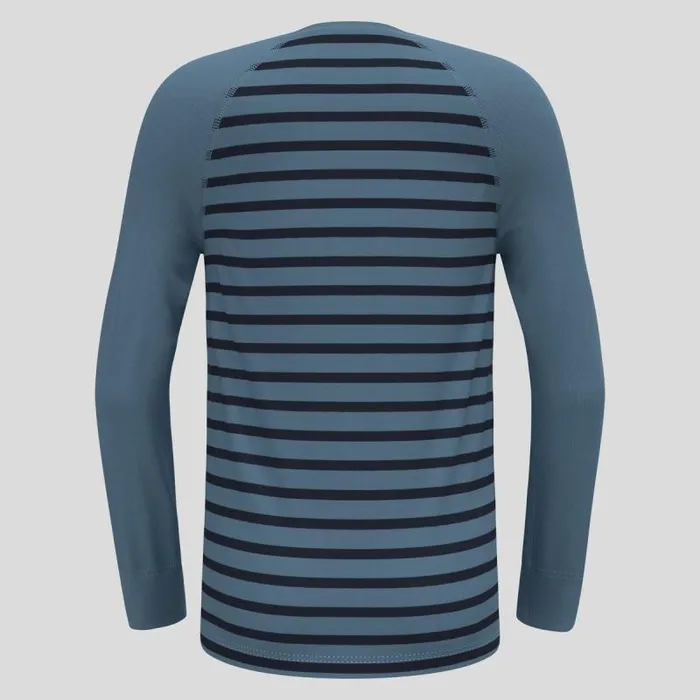 Odlo Base Layers The Active Warm 039 Stripes Base Layer Top Provincial Blue 8211 Dark Sapphire 8211 Kids