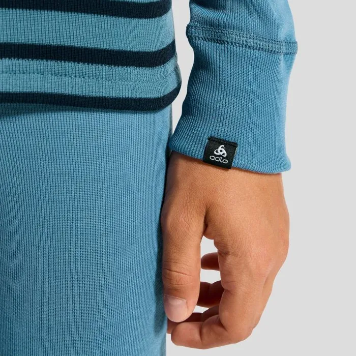 Odlo Base Layers The Active Warm 039 Stripes Base Layer Top Provincial Blue 8211 Dark Sapphire 8211 Kids