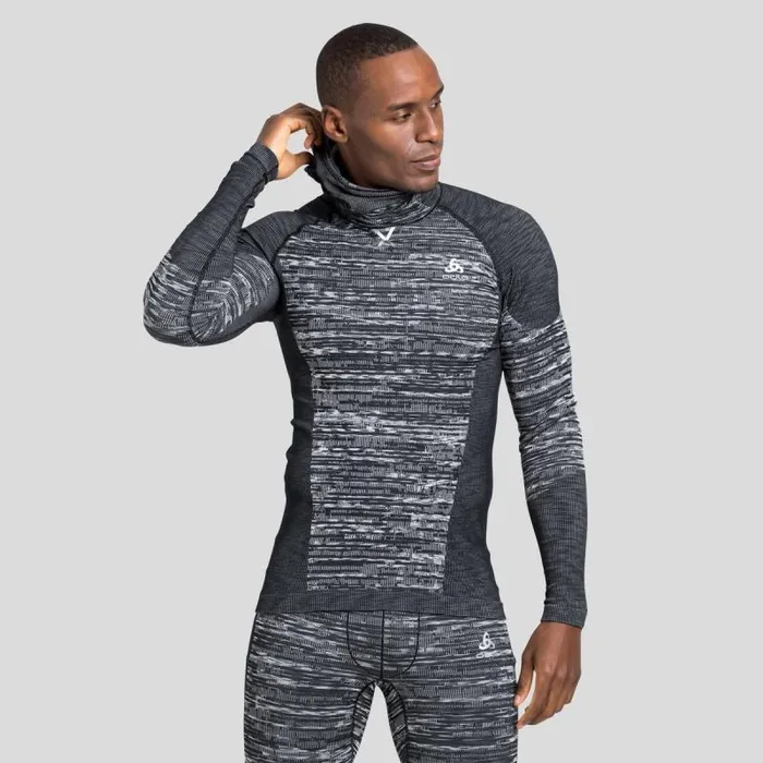 Odlo Base Layers The Blackcomb Long Sleeve With Facemask Black 8211 Space Dye 8211 Men Odlo Base Layers The Blackcomb Long Sleeve With Facemask Black 8211 Space Dye 8211 Men