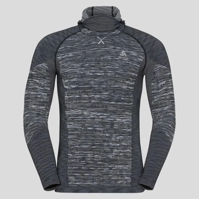 Odlo Base Layers The Blackcomb Long Sleeve With Facemask Black 8211 Space Dye 8211 Men