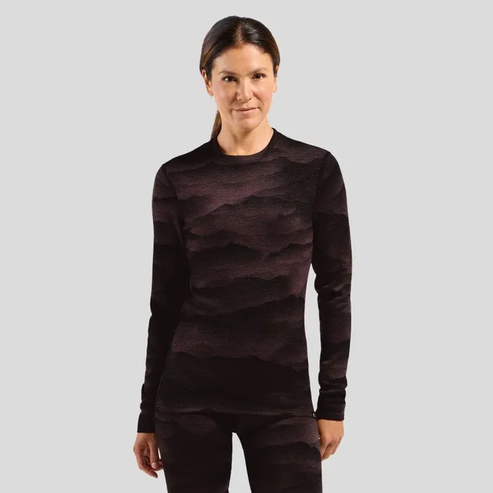 Odlo Base Layers The Natural Merino Warm Jacquard Base Layer Top Fudge 8211 Black 8211 Women Odlo Base Layers The Natural Merino Warm Jacquard Base Layer Top Fudge 8211 Black 8211 Women