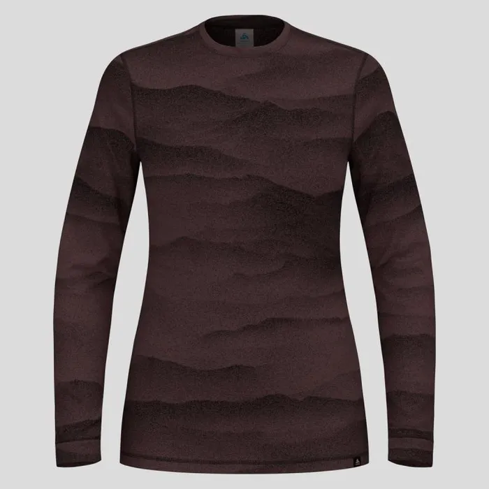 Odlo Base Layers The Natural Merino Warm Jacquard Base Layer Top Fudge 8211 Black 8211 Women