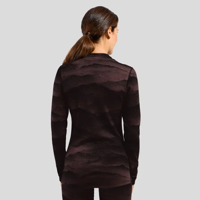 Odlo Base Layers The Natural Merino Warm Jacquard Base Layer Top Fudge 8211 Black 8211 Women