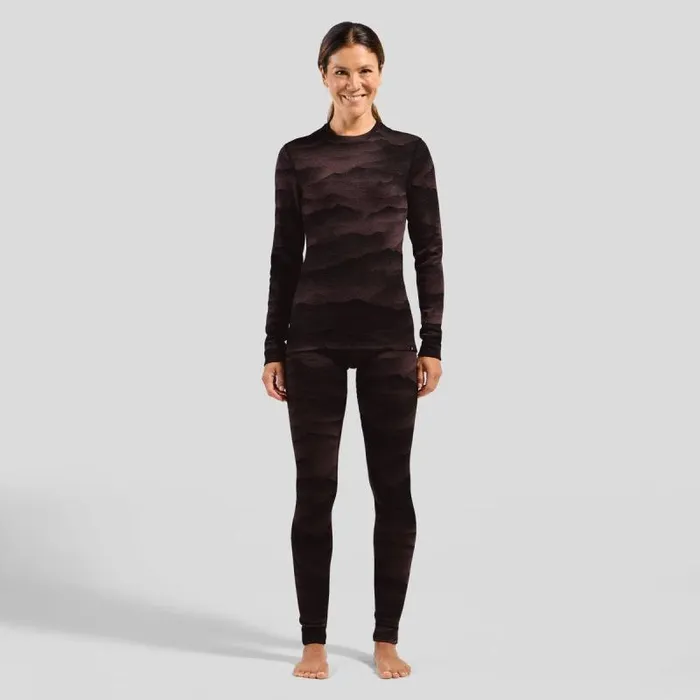Odlo Base Layers The Natural Merino Warm Jacquard Base Layer Top Fudge 8211 Black 8211 Women