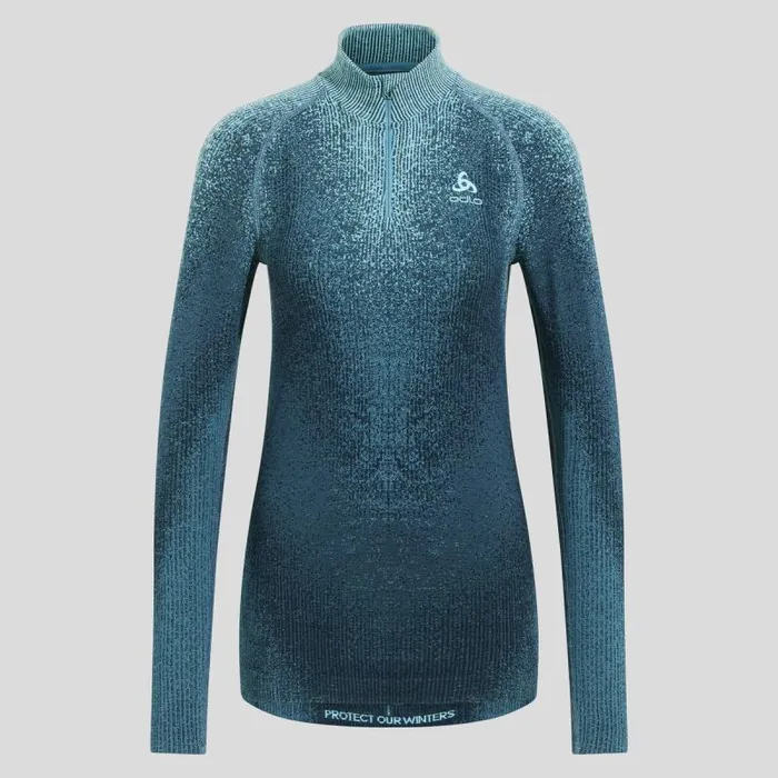Odlo Base Layers The Pow Blackcomb Base Layer HalfZip Provincial Blue 8211 Women