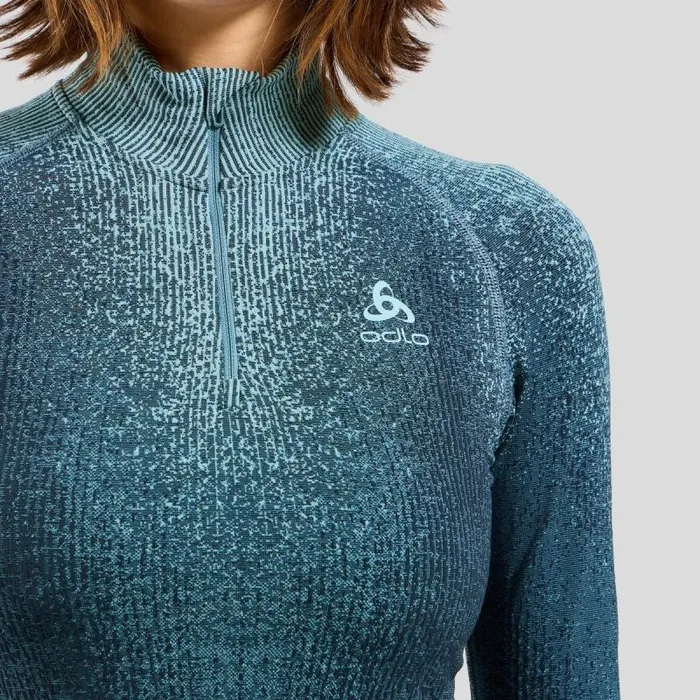 Odlo Base Layers The Pow Blackcomb Base Layer HalfZip Provincial Blue 8211 Women