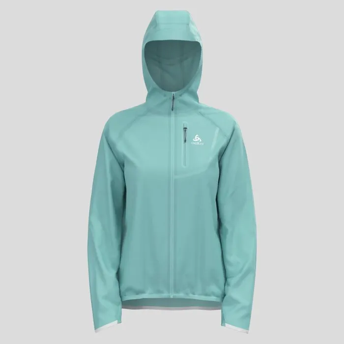 Odlo Jackets and Vests The Zeroweight Dual Dry Performance Knit Waterproof Running Jacket Aqua Haze 8211 Women
