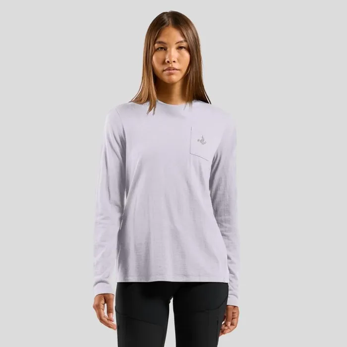 Odlo Mid Layers and Longsleeves The Ascent Merino 200 Pocket Long Sleeve TShirt Misty Lilac 8211 Women Odlo Mid Layers and Longsleeves The Ascent Merino 200 Pocket Long Sleeve TShirt Misty Lilac 8211 Women