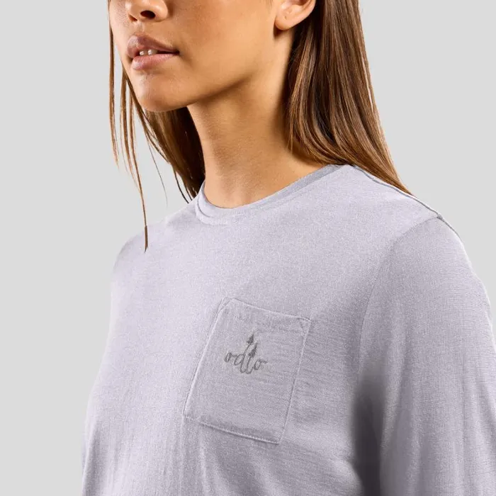 Odlo Mid Layers and Longsleeves The Ascent Merino 200 Pocket Long Sleeve TShirt Misty Lilac 8211 Women