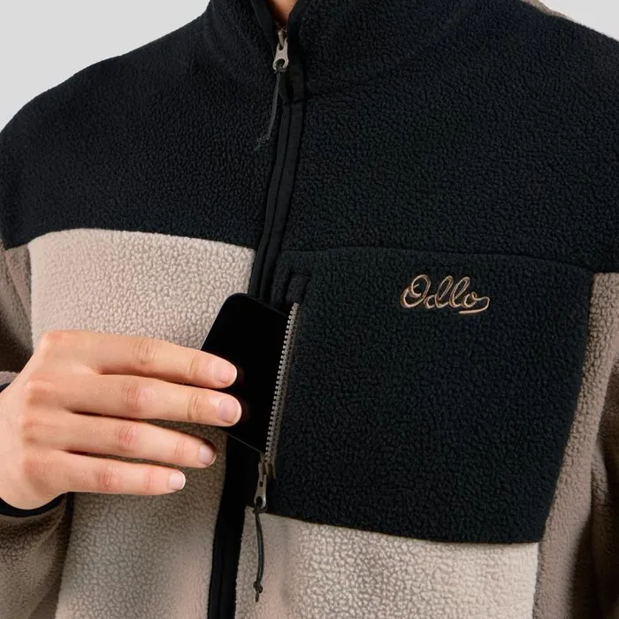 Odlo Mid Layers and Longsleeves The Essentials HighPile FullZip Mid Layer Black 8211 Cinder 8211 Men