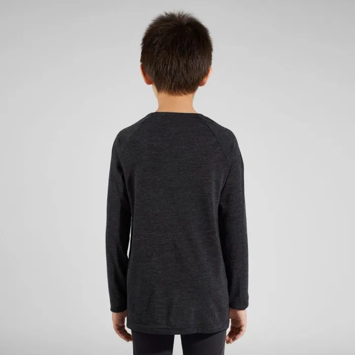 Odlo Mid Layers and Longsleeves The Weact 039 Collection Merino Print Warm Long Sleeve TShirt Dark Grey Melange 8211 Kids