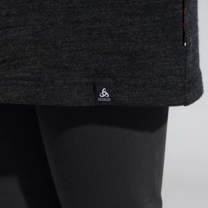Odlo Mid Layers and Longsleeves The Weact 039 Collection Merino Print Warm Long Sleeve TShirt Dark Grey Melange 8211 Kids