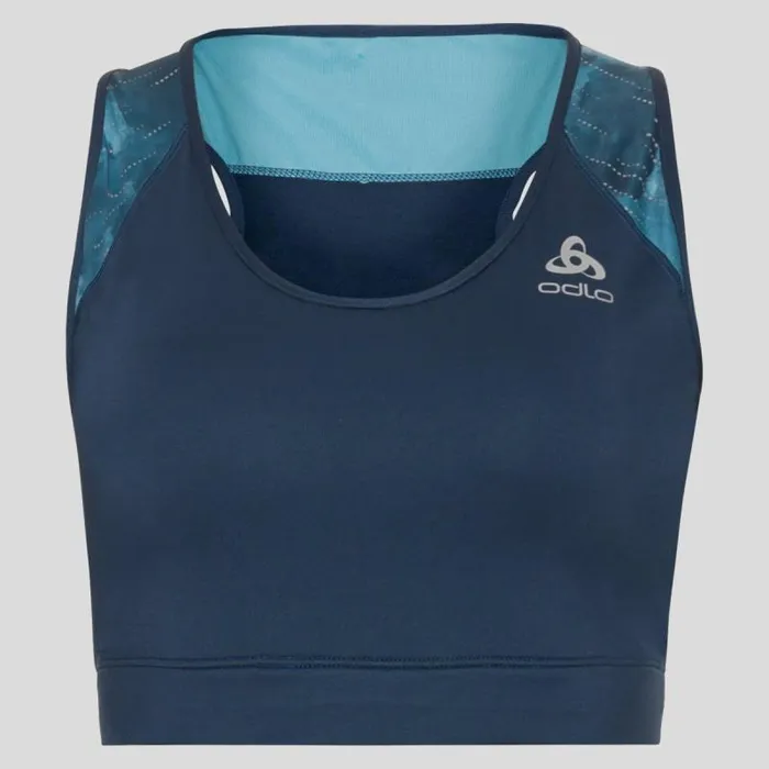 Odlo Sports Bras The Essentials Print Running And Training Bra Blue Wing Teal 8211 Women