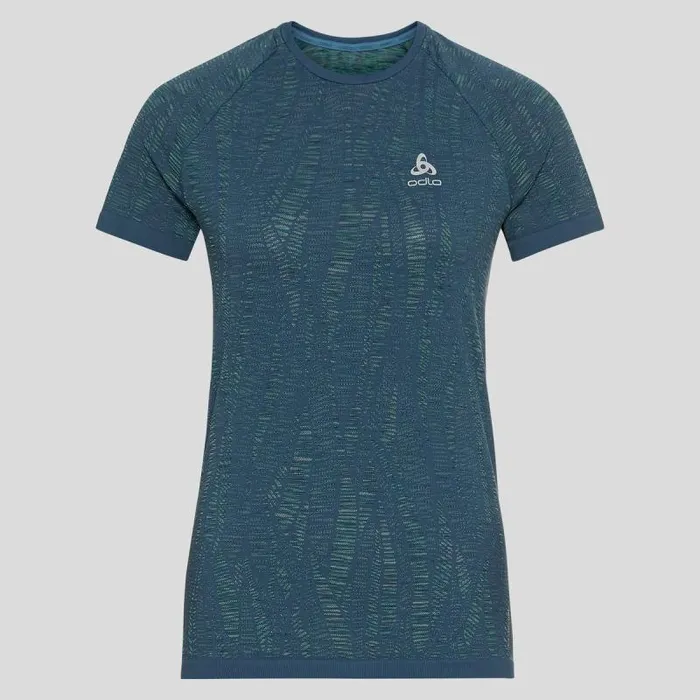 Odlo Tshirts and Polos The Blackcomb Light Short Sleeve Base Layer Blue Wing Teal 8211 Space Dye 8211 Women