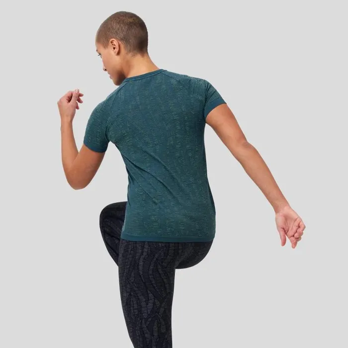 Odlo Tshirts and Polos The Blackcomb Light Short Sleeve Base Layer Blue Wing Teal 8211 Space Dye 8211 Women
