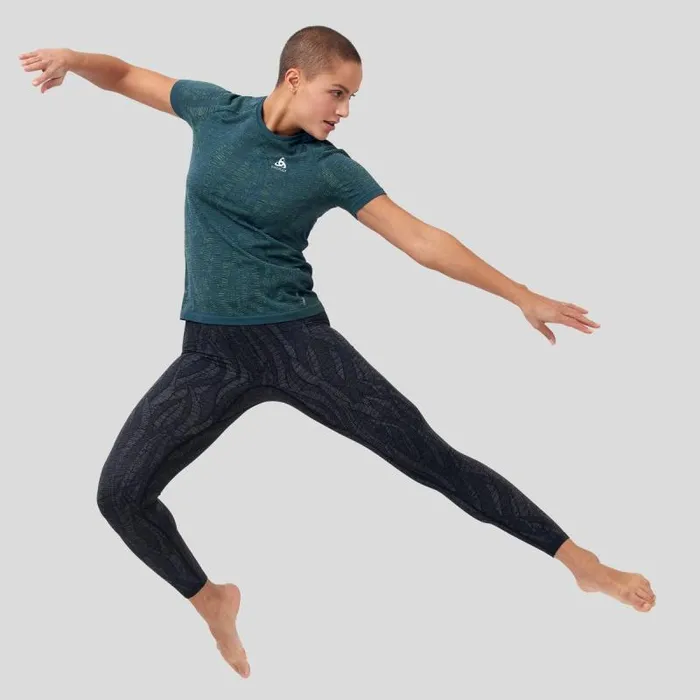 Odlo Tshirts and Polos The Blackcomb Light Short Sleeve Base Layer Blue Wing Teal 8211 Space Dye 8211 Women