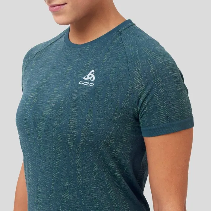 Odlo Tshirts and Polos The Blackcomb Light Short Sleeve Base Layer Blue Wing Teal 8211 Space Dye 8211 Women