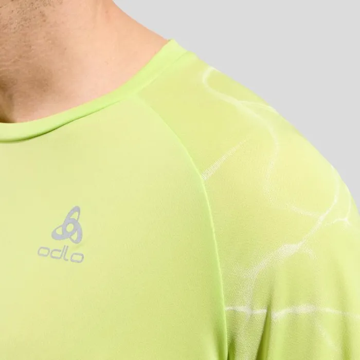 Odlo Tshirts and Polos The Essentials Print Running TShirt Sharp Green 8211 Men