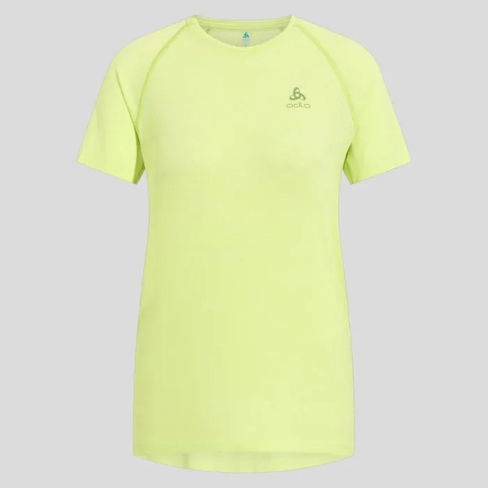 Odlo Tshirts and Polos The Essentials Seamless Running TShirt Shadow Lime Melange 8211 Women