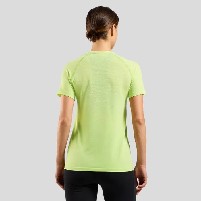 Odlo Tshirts and Polos The Essentials Seamless Running TShirt Shadow Lime Melange 8211 Women