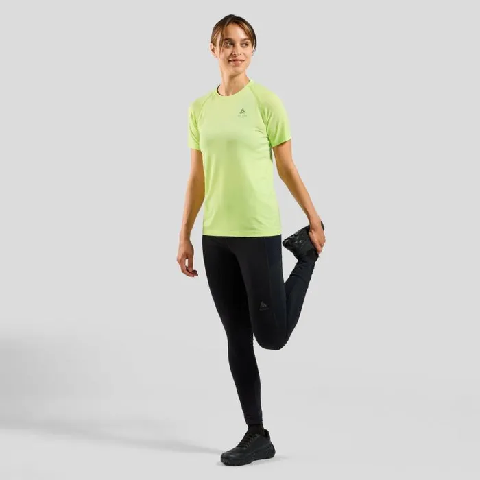 Odlo Tshirts and Polos The Essentials Seamless Running TShirt Shadow Lime Melange 8211 Women