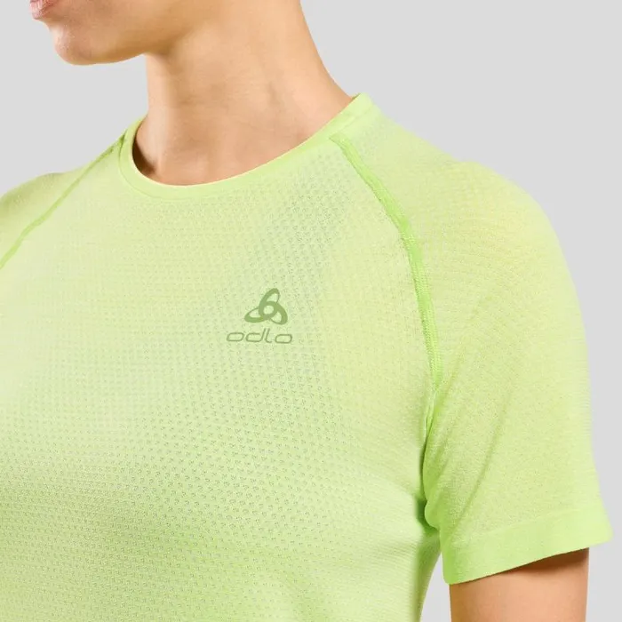 Odlo Tshirts and Polos The Essentials Seamless Running TShirt Shadow Lime Melange 8211 Women