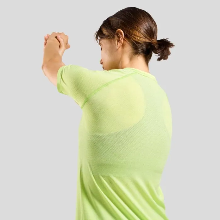 Odlo Tshirts and Polos The Essentials Seamless Running TShirt Shadow Lime Melange 8211 Women