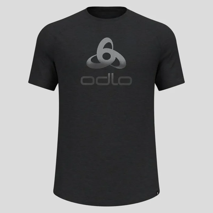 Odlo Tshirts and Polos The Ride 365 Performance Wool 130 Logo TShirt Black Melange 8211 Men