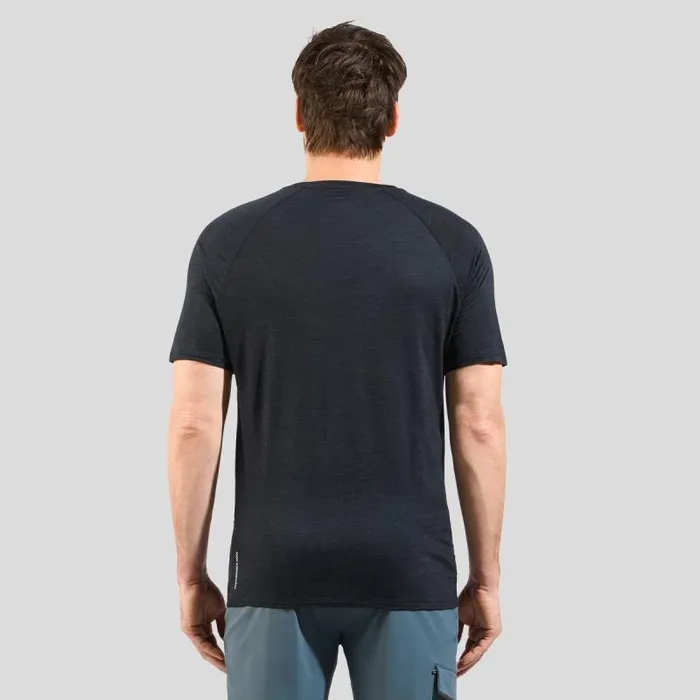 Odlo Tshirts and Polos The Ride 365 Performance Wool 130 Logo TShirt Black Melange 8211 Men