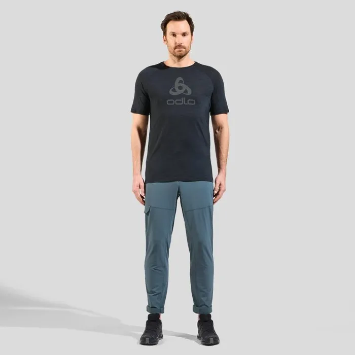 Odlo Tshirts and Polos The Ride 365 Performance Wool 130 Logo TShirt Black Melange 8211 Men