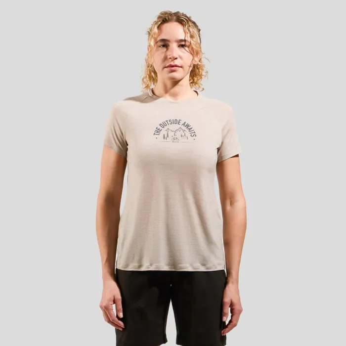 Odlo Tshirts and Polos The Ride 365 Performance Wool 130 Print TShirt Silver Cloud Melange 8211 Women Odlo Tshirts and Polos The Ride 365 Performance Wool 130 Print TShirt Silver Cloud Melange 8211 Women