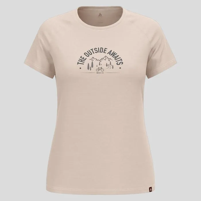 Odlo Tshirts and Polos The Ride 365 Performance Wool 130 Print TShirt Silver Cloud Melange 8211 Women