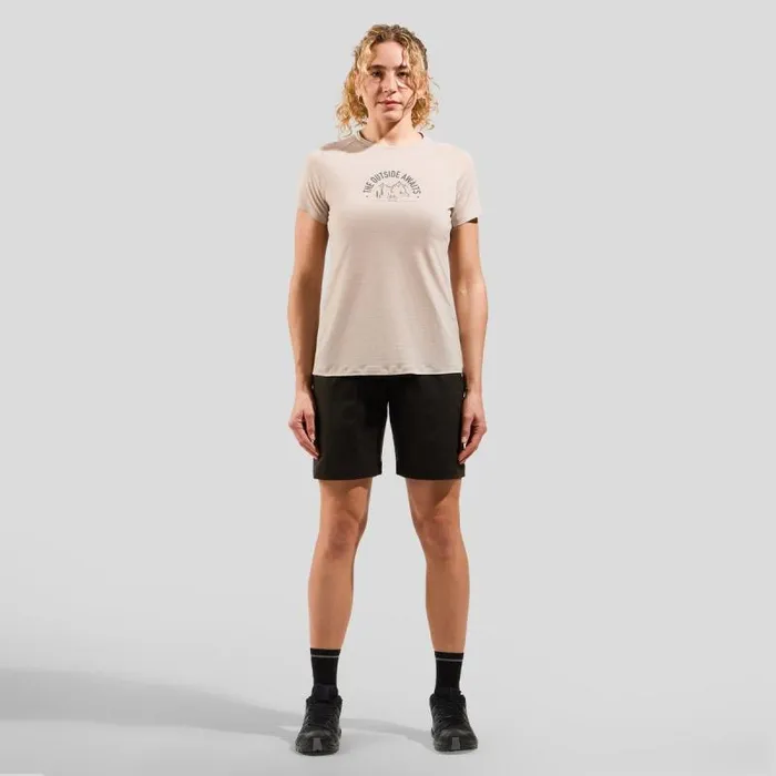 Odlo Tshirts and Polos The Ride 365 Performance Wool 130 Print TShirt Silver Cloud Melange 8211 Women