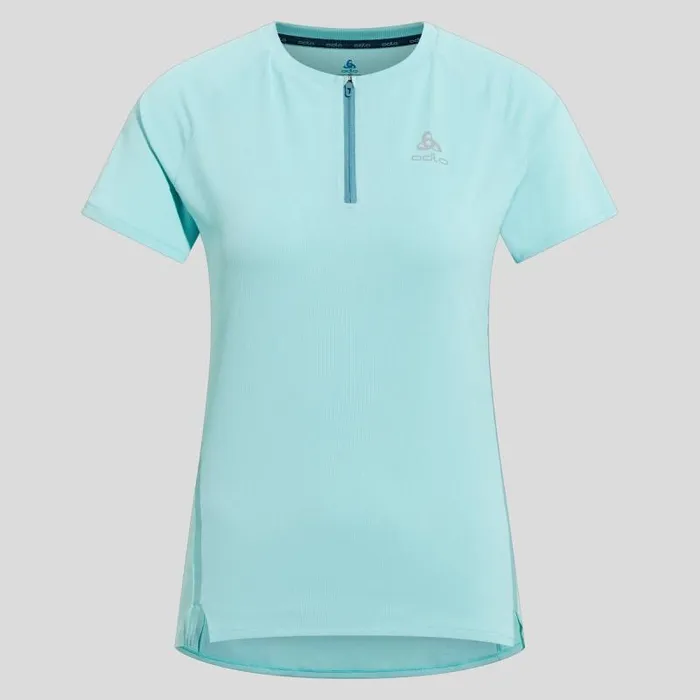 Odlo Tshirts and Polos The XAlp HalfZip Running TShirt Aqua Haze 8211 Women