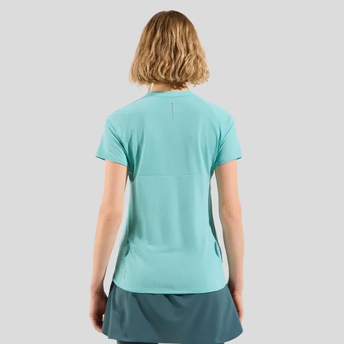 Odlo Tshirts and Polos The XAlp HalfZip Running TShirt Aqua Haze 8211 Women