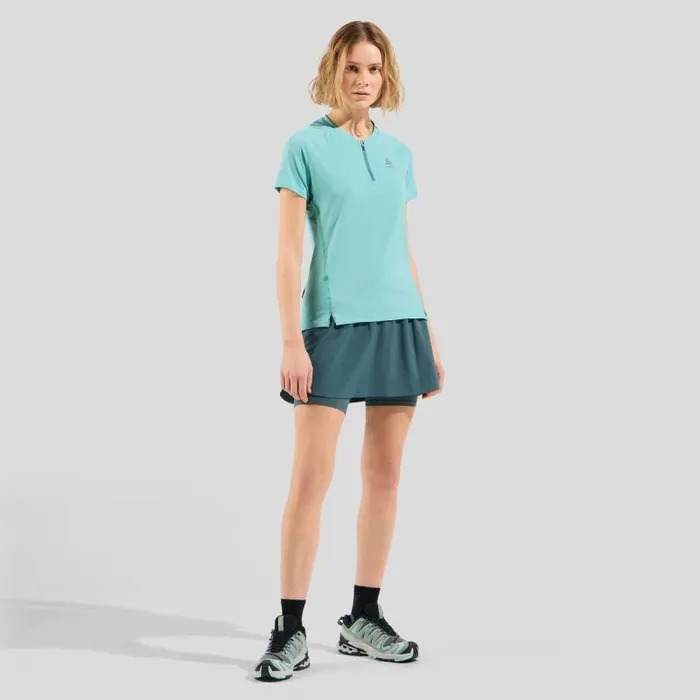Odlo Tshirts and Polos The XAlp HalfZip Running TShirt Aqua Haze 8211 Women