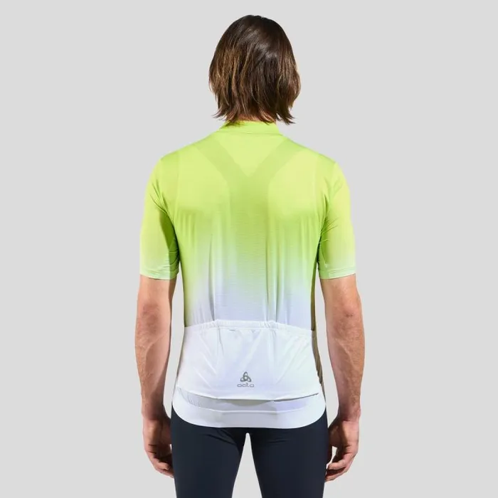 Odlo Tshirts and Polos The Zeroweight ChillTec Print Short Sleeve Cycling Jersey Sharp Green 8211 Men