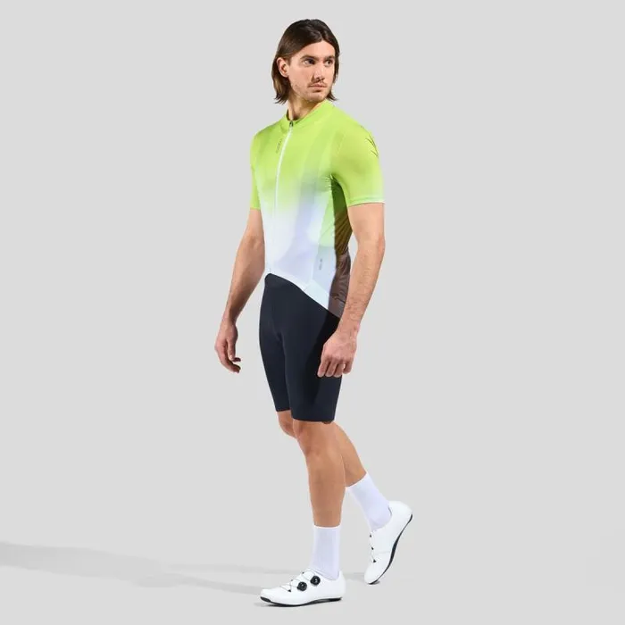 Odlo Tshirts and Polos The Zeroweight ChillTec Print Short Sleeve Cycling Jersey Sharp Green 8211 Men