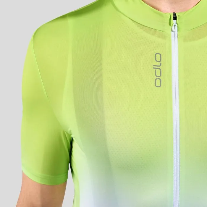 Odlo Tshirts and Polos The Zeroweight ChillTec Print Short Sleeve Cycling Jersey Sharp Green 8211 Men