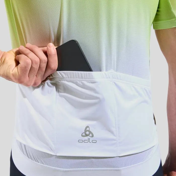 Odlo Tshirts and Polos The Zeroweight ChillTec Print Short Sleeve Cycling Jersey Sharp Green 8211 Men