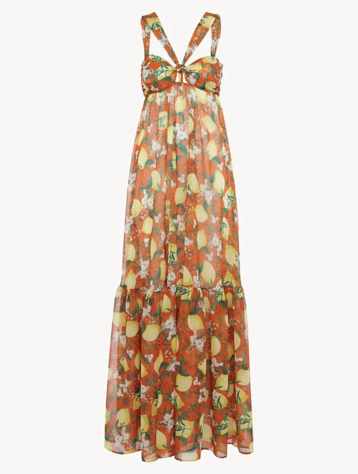 Orange Printed Maxi Dress Swim La Perla Beach Coverups