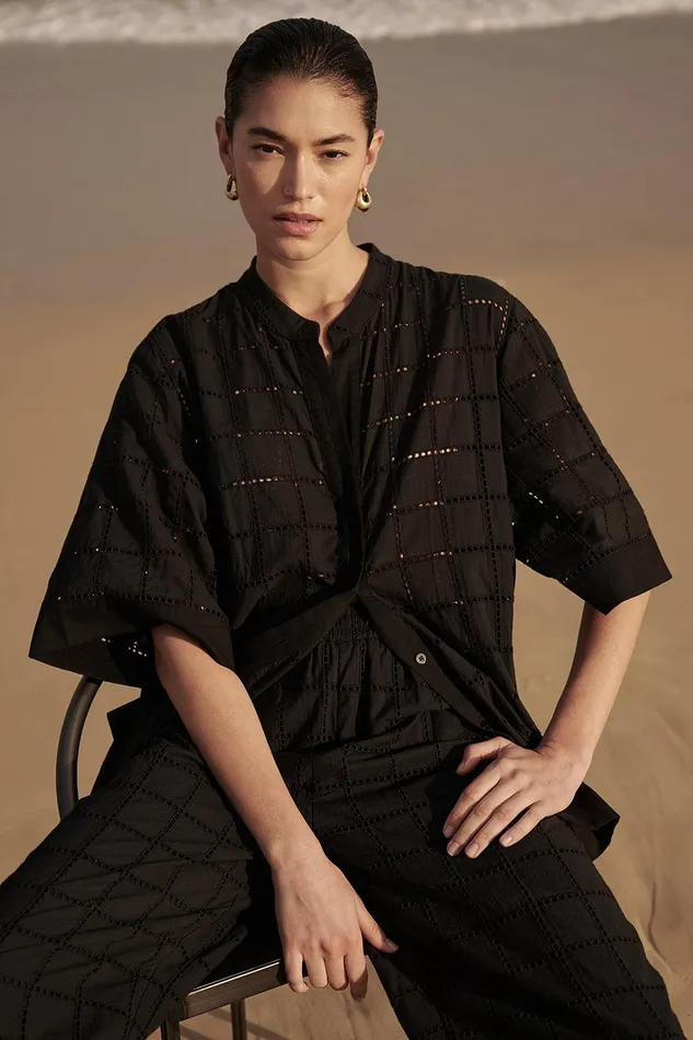 OWEN BLACK SLEEVED BRODERIE SHIRT Women DISSH Shirts
